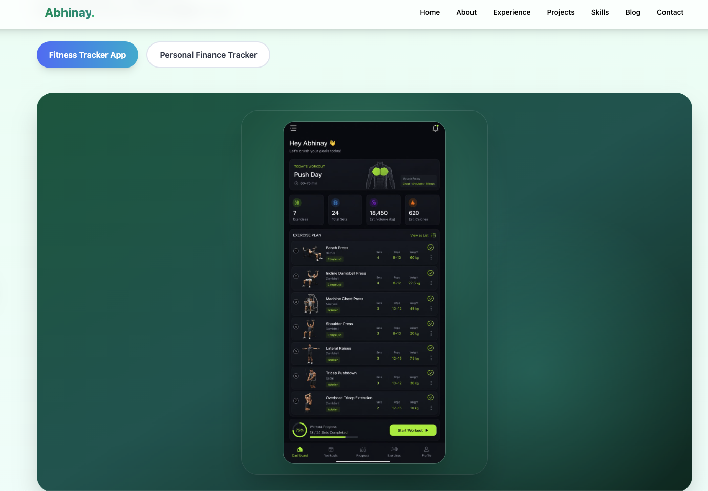 Fitness tracker app concept